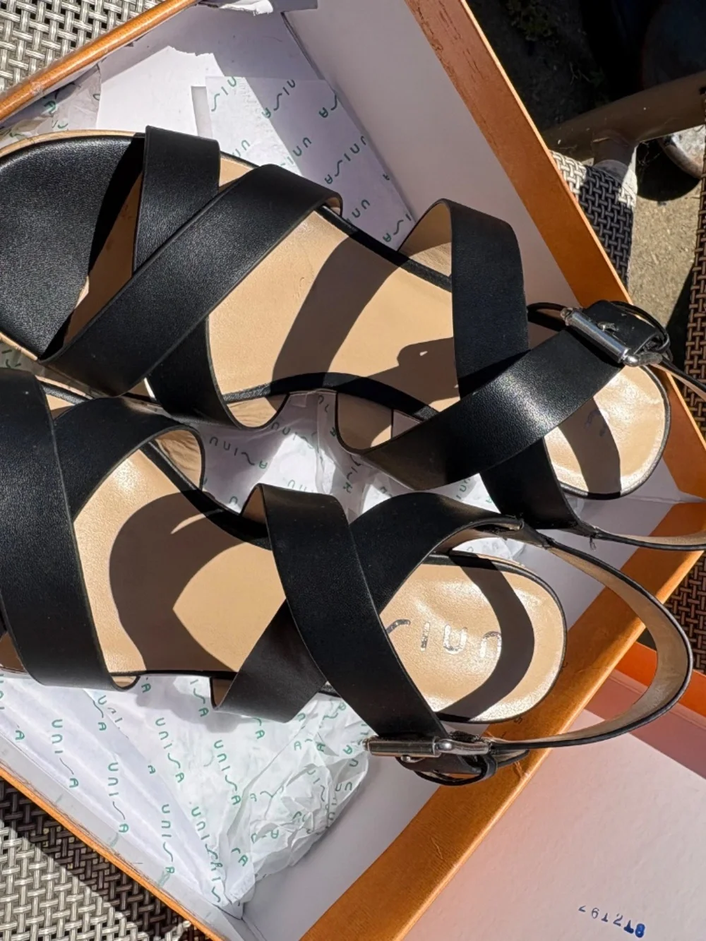 Womens Black Cork Wedge Sandal